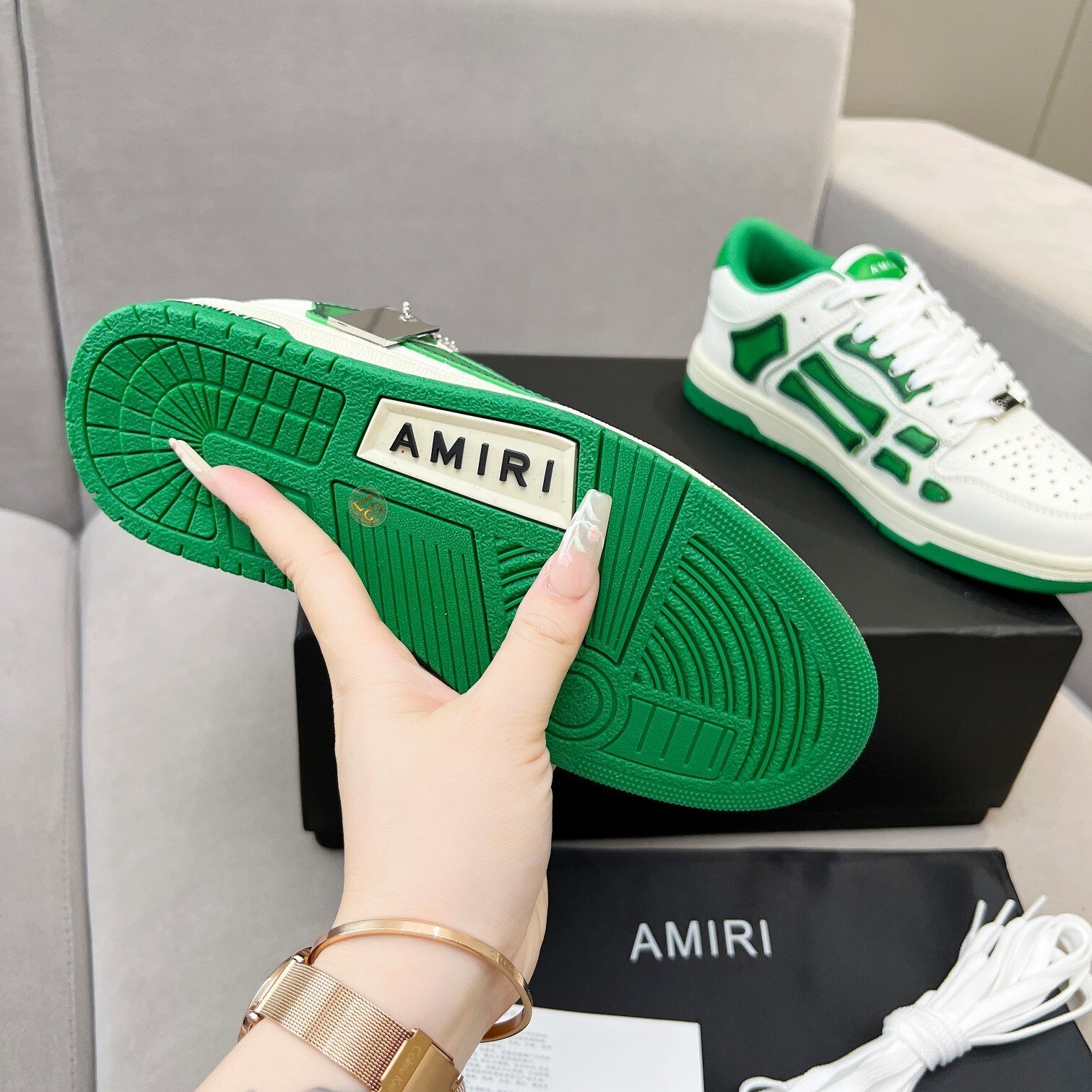 Amiri Skel Top Low White Green - immagine 3