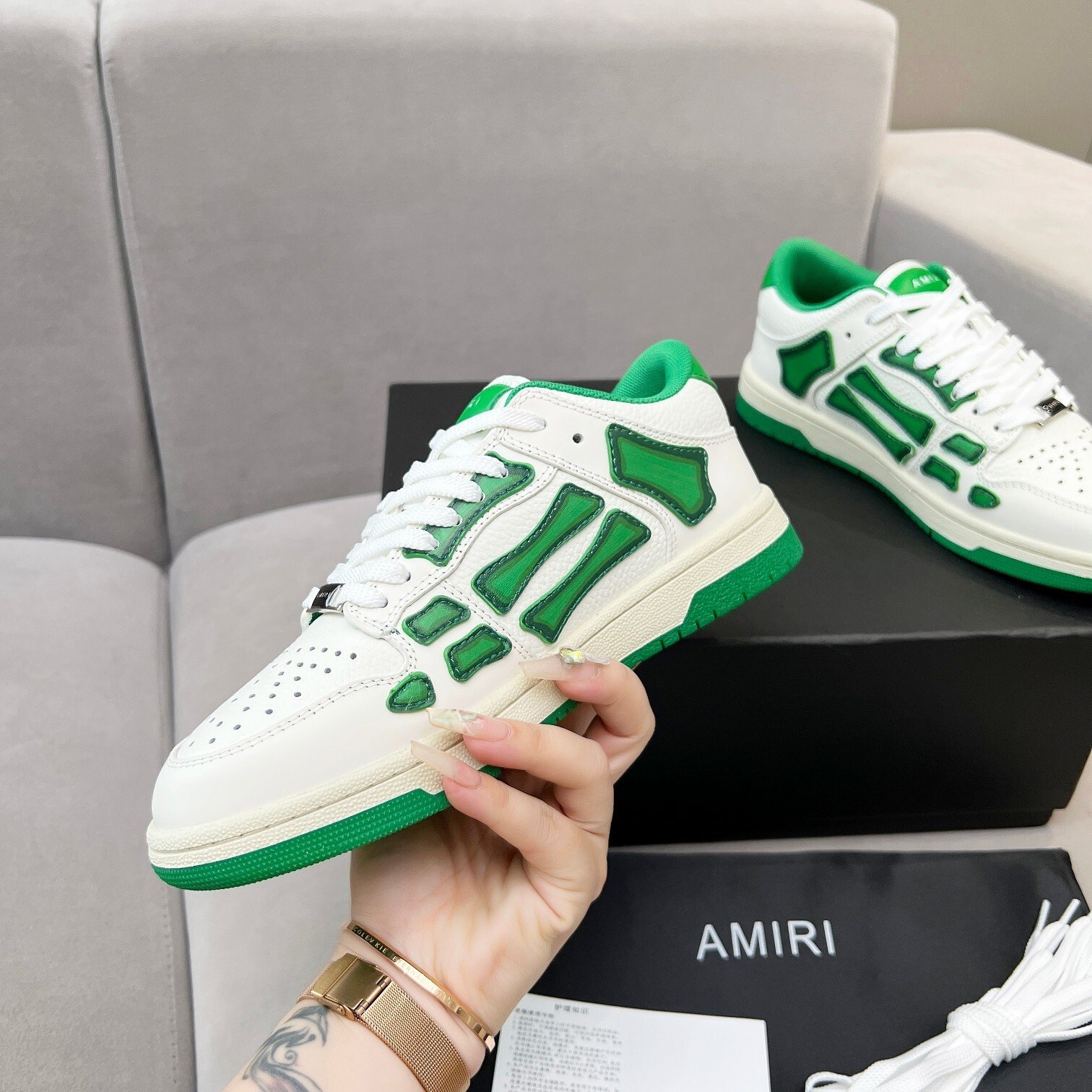 Amiri Skel Top Low White Green - immagine 7