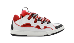 Lanvin Leather Curb White Red