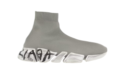 Balenciaga Speed 2.0 Graffiti Recycled Knit Grey White