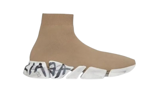Balenciaga Speed 2.0 Worn-Out Graffiti Dark Beige