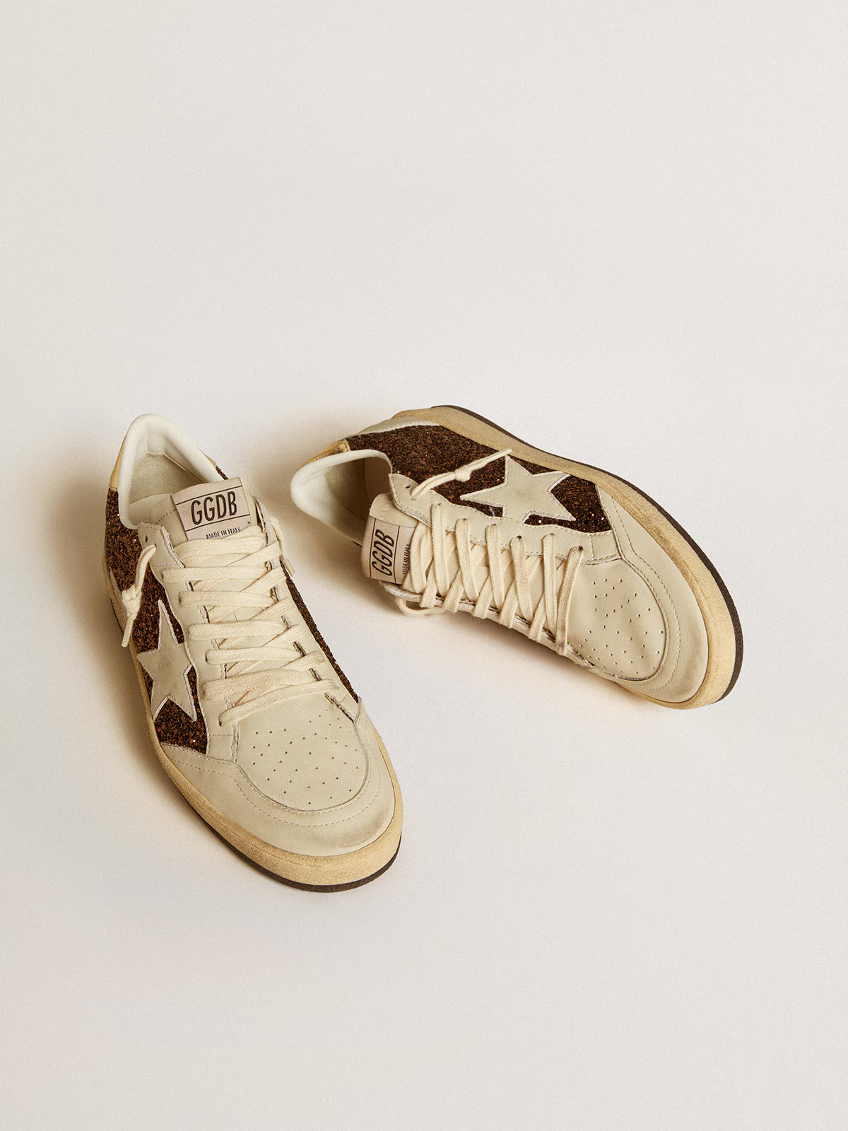 Golden Goose Ball Star LTD "Brown Glitter / White Star / Gold Heel" - immagine 3