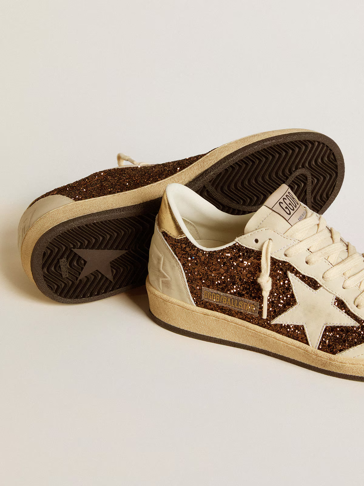 Golden Goose Ball Star LTD "Brown Glitter / White Star / Gold Heel" - immagine 4