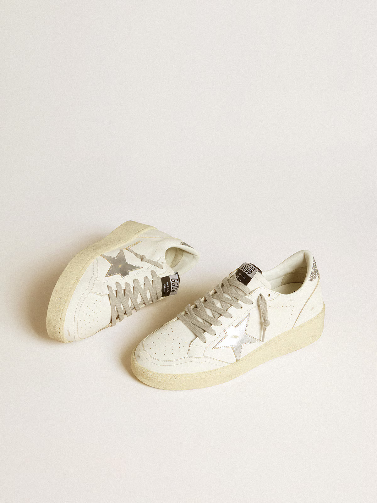 Golden Goose Ball Star "White Leather / Silver Star / Glitter Heel" - immagine 3