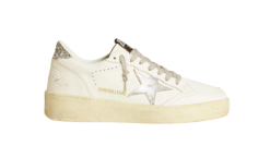 Golden Goose Ball Star "White Leather / Silver Star / Glitter Heel"