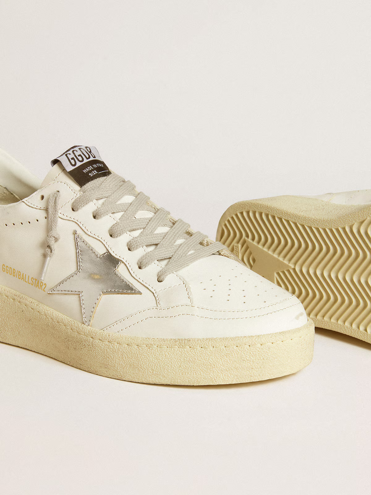 Golden Goose Ball Star "White Leather / Silver Star / Glitter Heel" - immagine 4