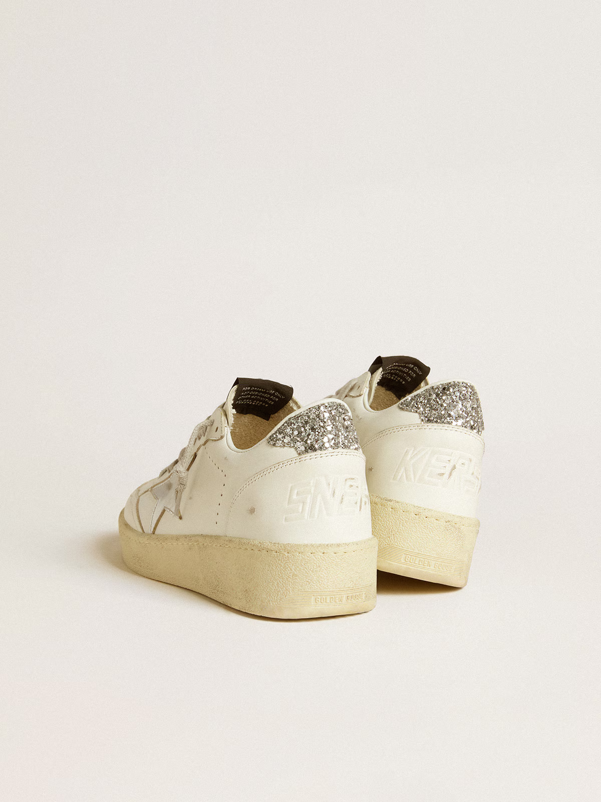 Golden Goose Ball Star "White Leather / Silver Star / Glitter Heel" - immagine 5