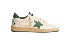Golden Goose Ball Star LTD Wishes "White Nappa / Green Star / Good Luck"