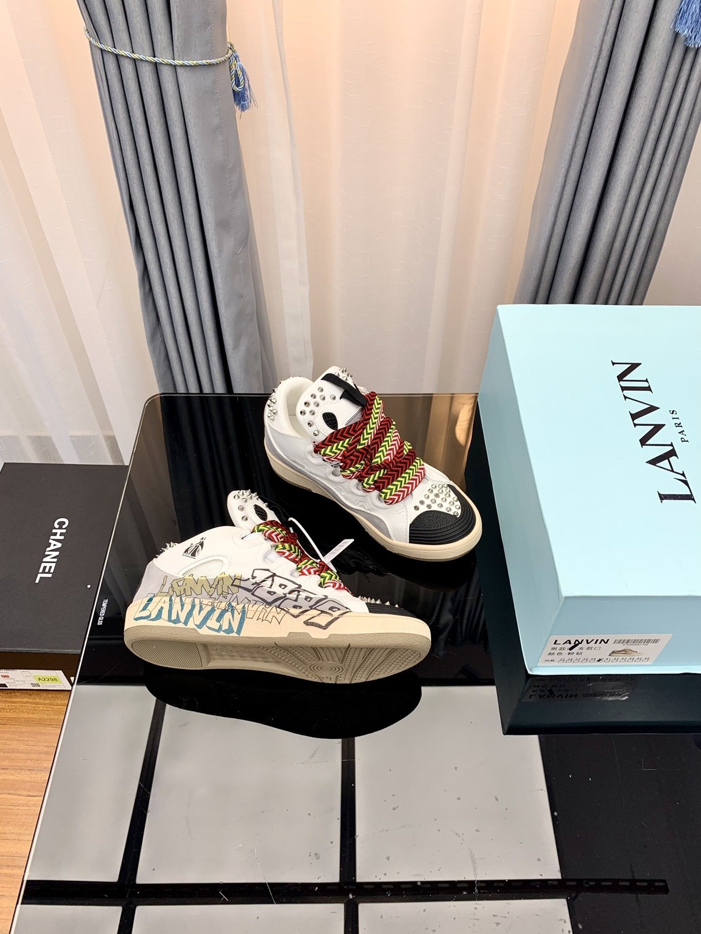 Lanvin Leather Curb Graffiti Spikes - immagine 5