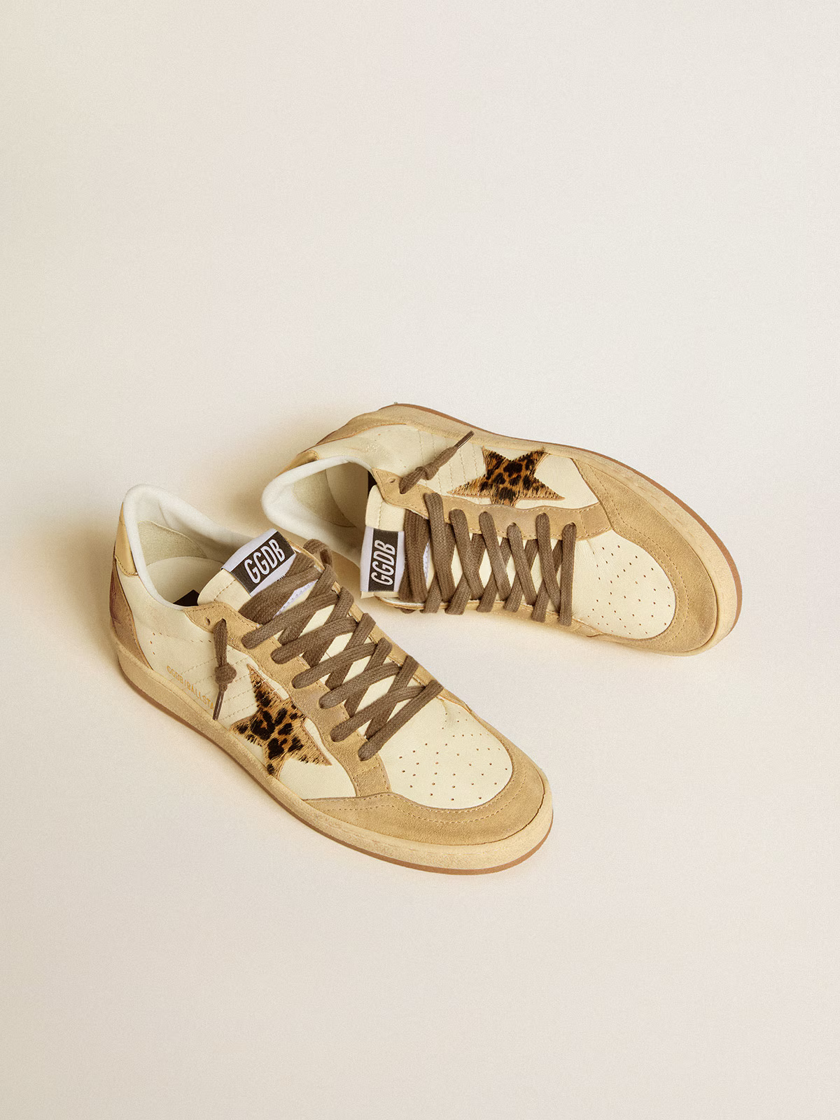 Golden Goose Ball Star "Leopard Pony Star / Nappa Cream / Gold Heel" - immagine 4