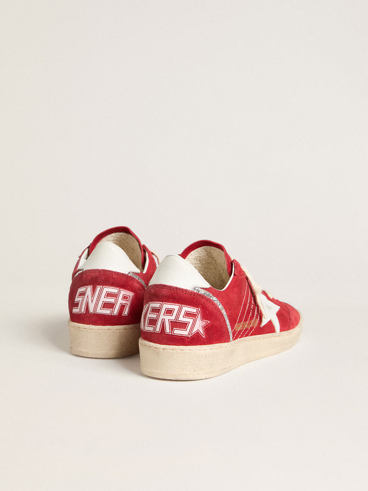 Golden Goose Ball Star "Red Suede / White Star and Silver Glitter" - immagine 2