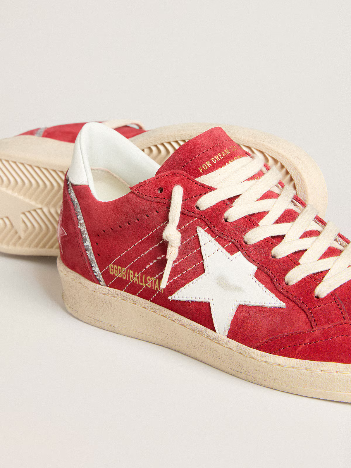 Golden Goose Ball Star "Red Suede / White Star and Silver Glitter" - immagine 3
