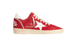 Golden Goose Ball Star "Red Suede / White Star and Silver Glitter"