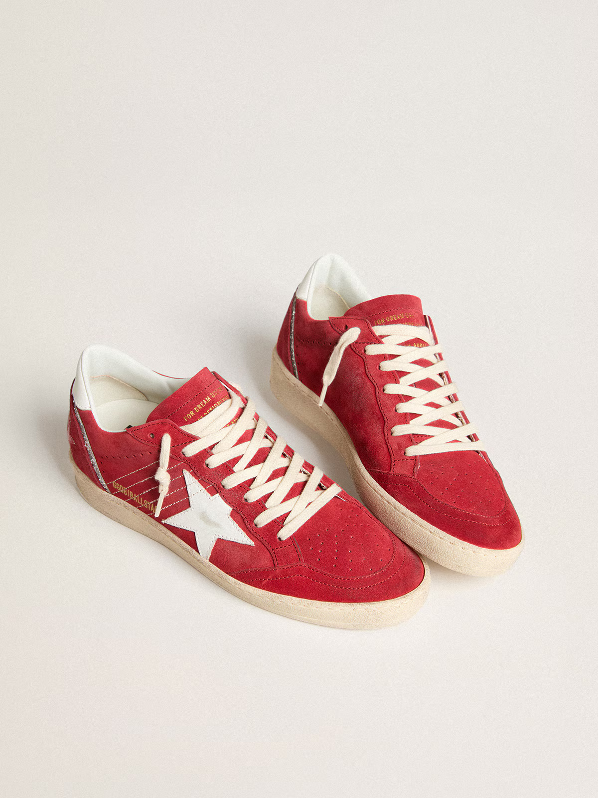 Golden Goose Ball Star "Red Suede / White Star and Silver Glitter" - immagine 4