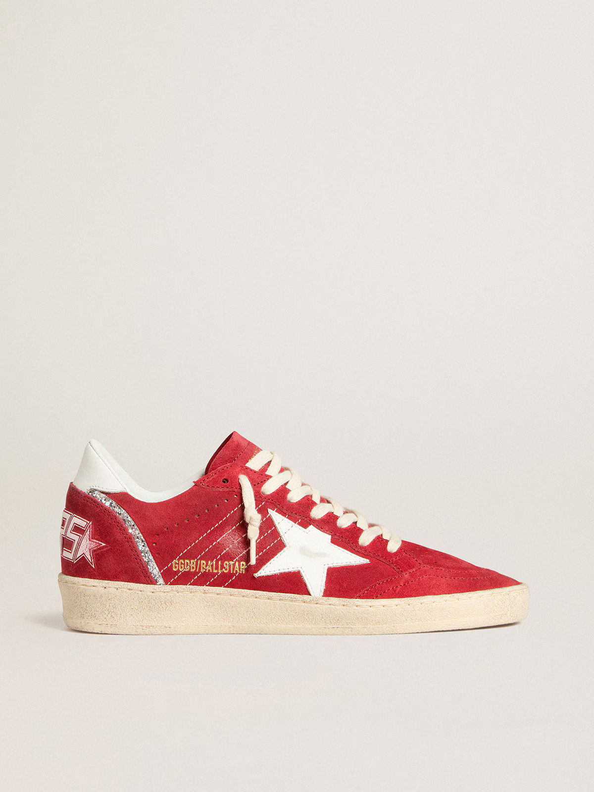 Golden Goose Ball Star "Red Suede / White Star and Silver Glitter" - immagine 5