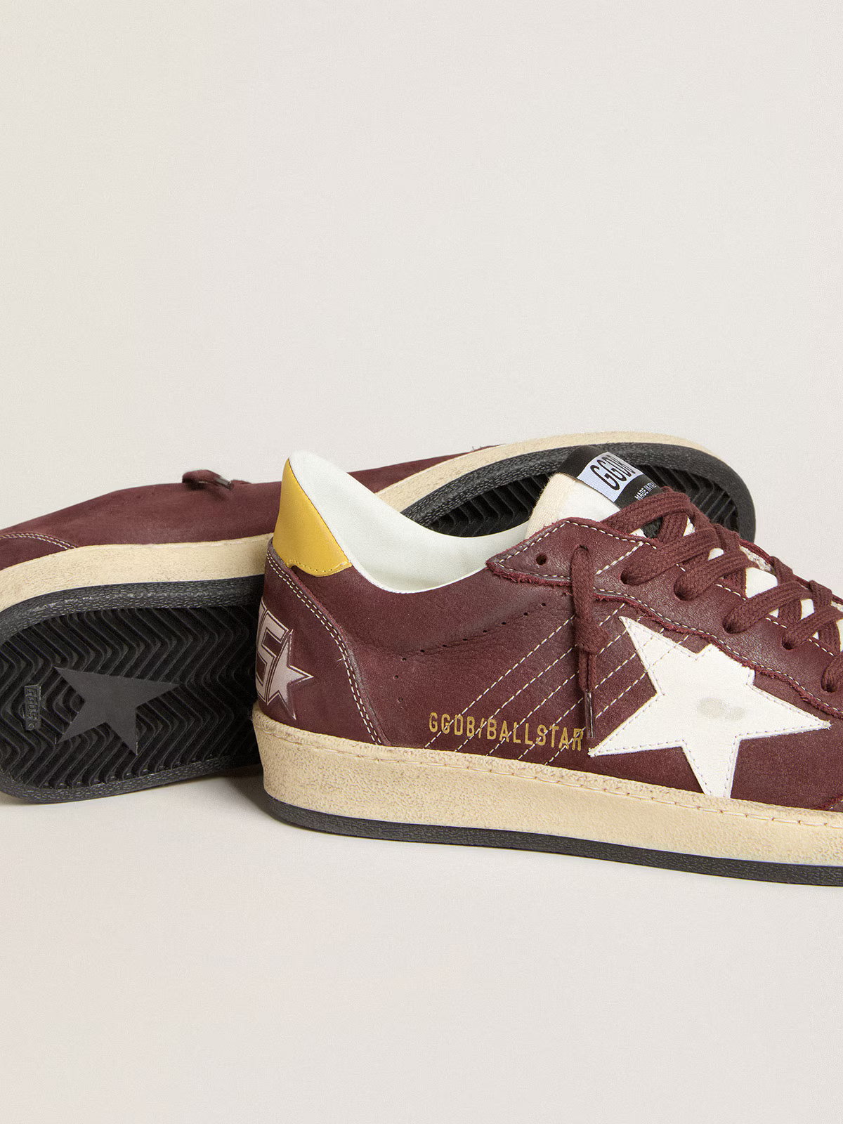 Golden Goose Ball Star "Chocolate Nubuck / White Star / Mustard Heel" - immagine 4
