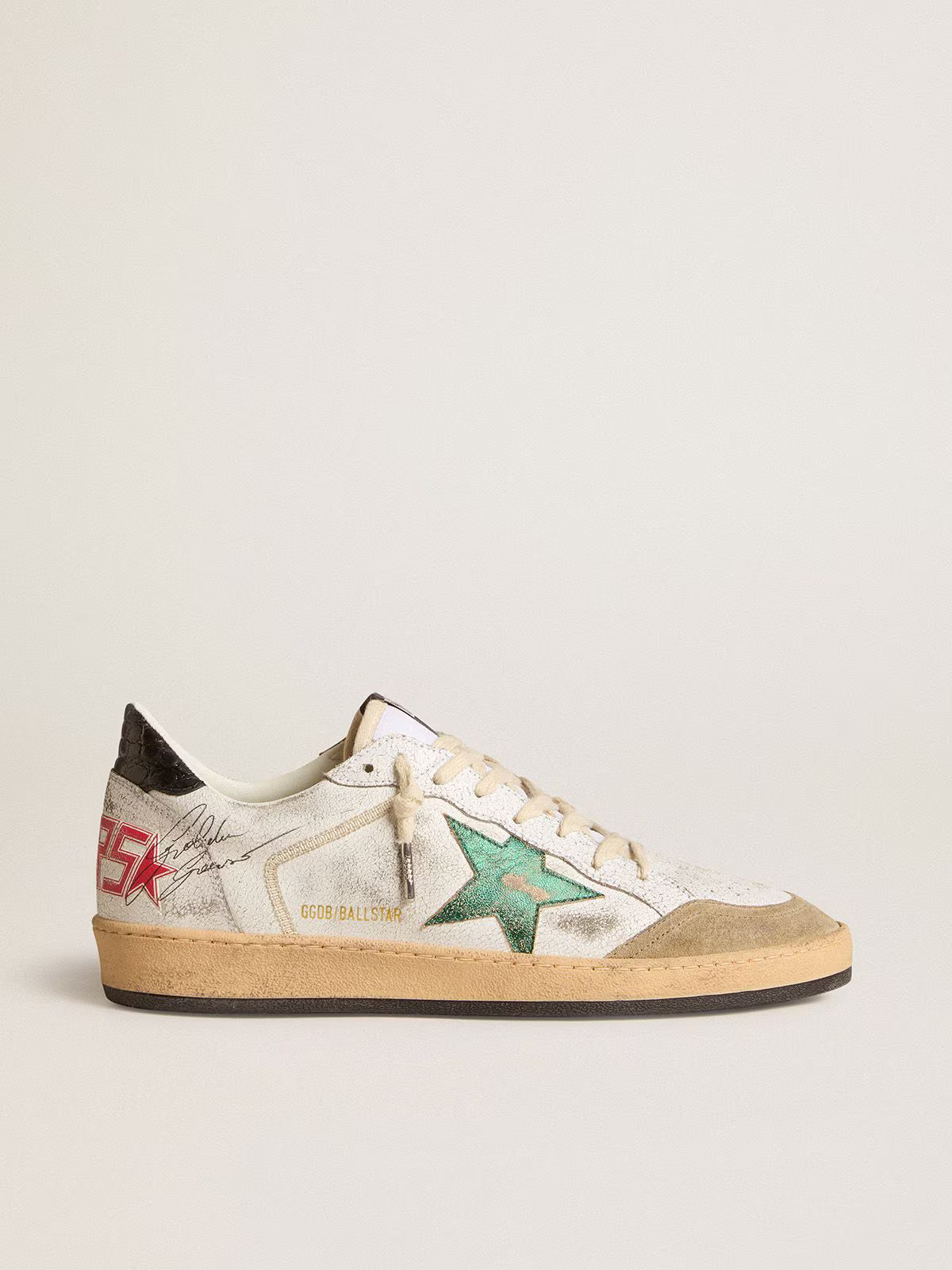 Golden Goose Ball Star "Metallic Green Star / Black Croco Heel" - immagine 2