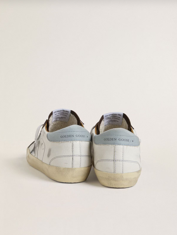 Golden Goose Superstar Bianca e Talloncino Azzurro - immagine 4