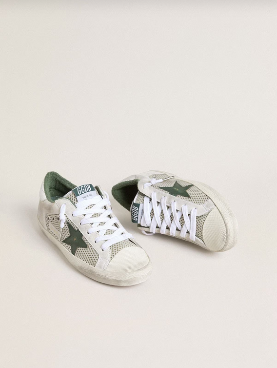 Golden Goose Superstar Mesh Bianco con Stella Verde - immagine 3