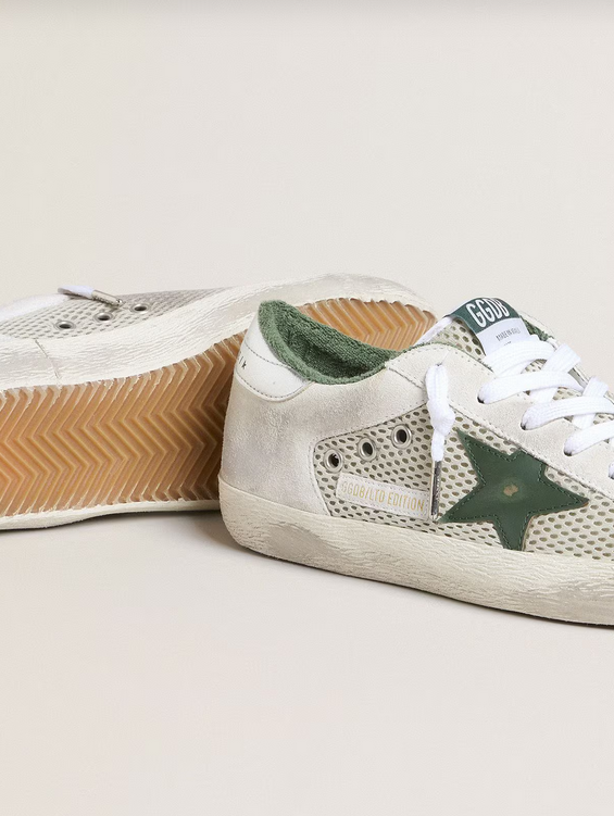 Golden Goose Superstar Mesh Bianco con Stella Verde - immagine 5