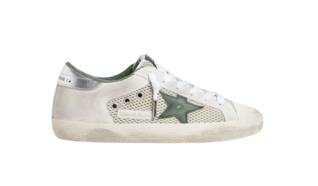 Golden Goose Superstar Mesh Bianco con Stella Verde