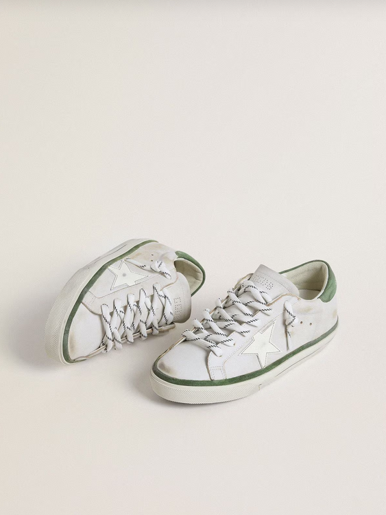 Golden Goose Superstar Stella Bianca e Talloncino Verde - immagine 3