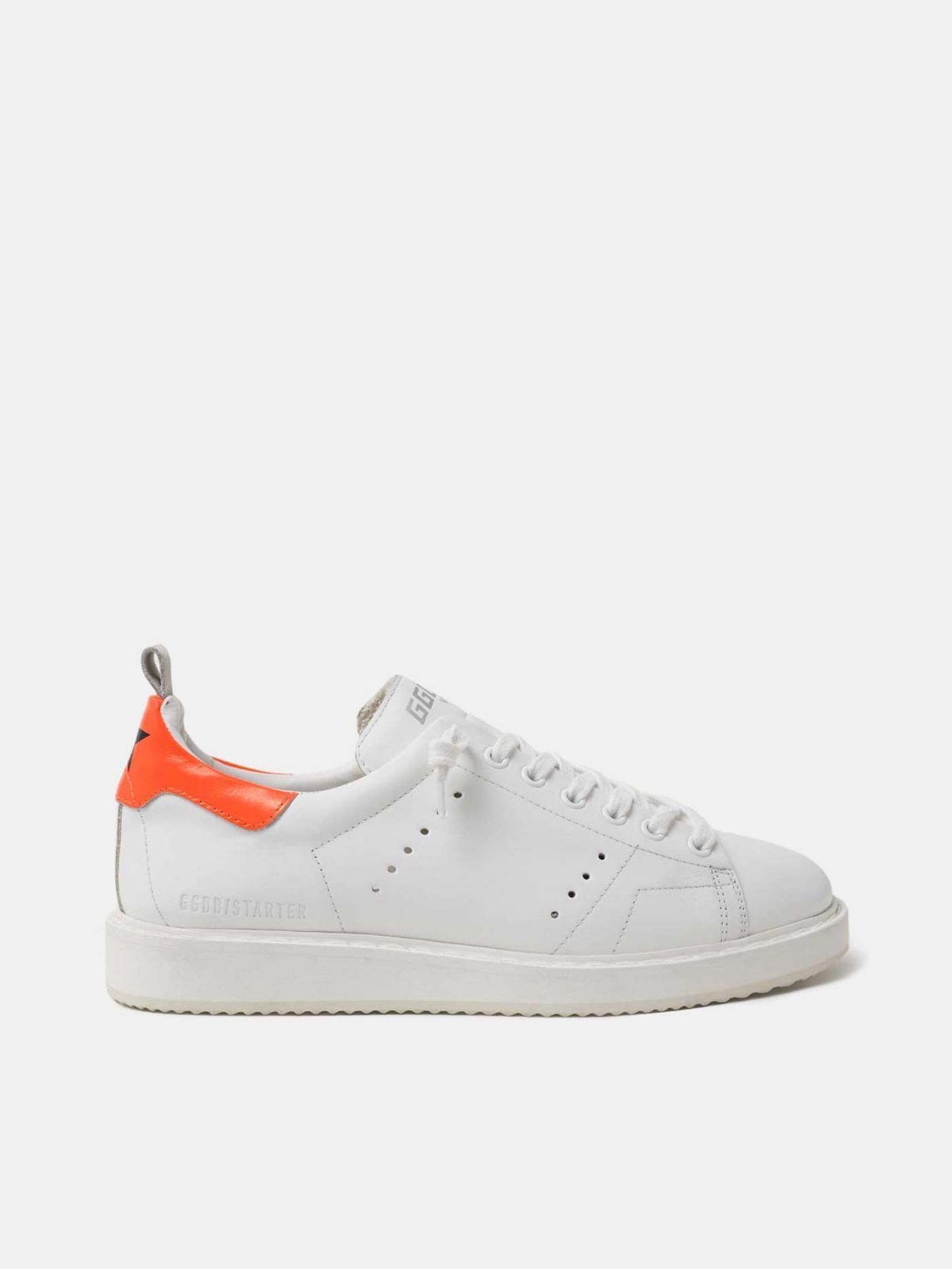Golden Goose Starter White Leather Fluorescent Orange Heel - immagine 2