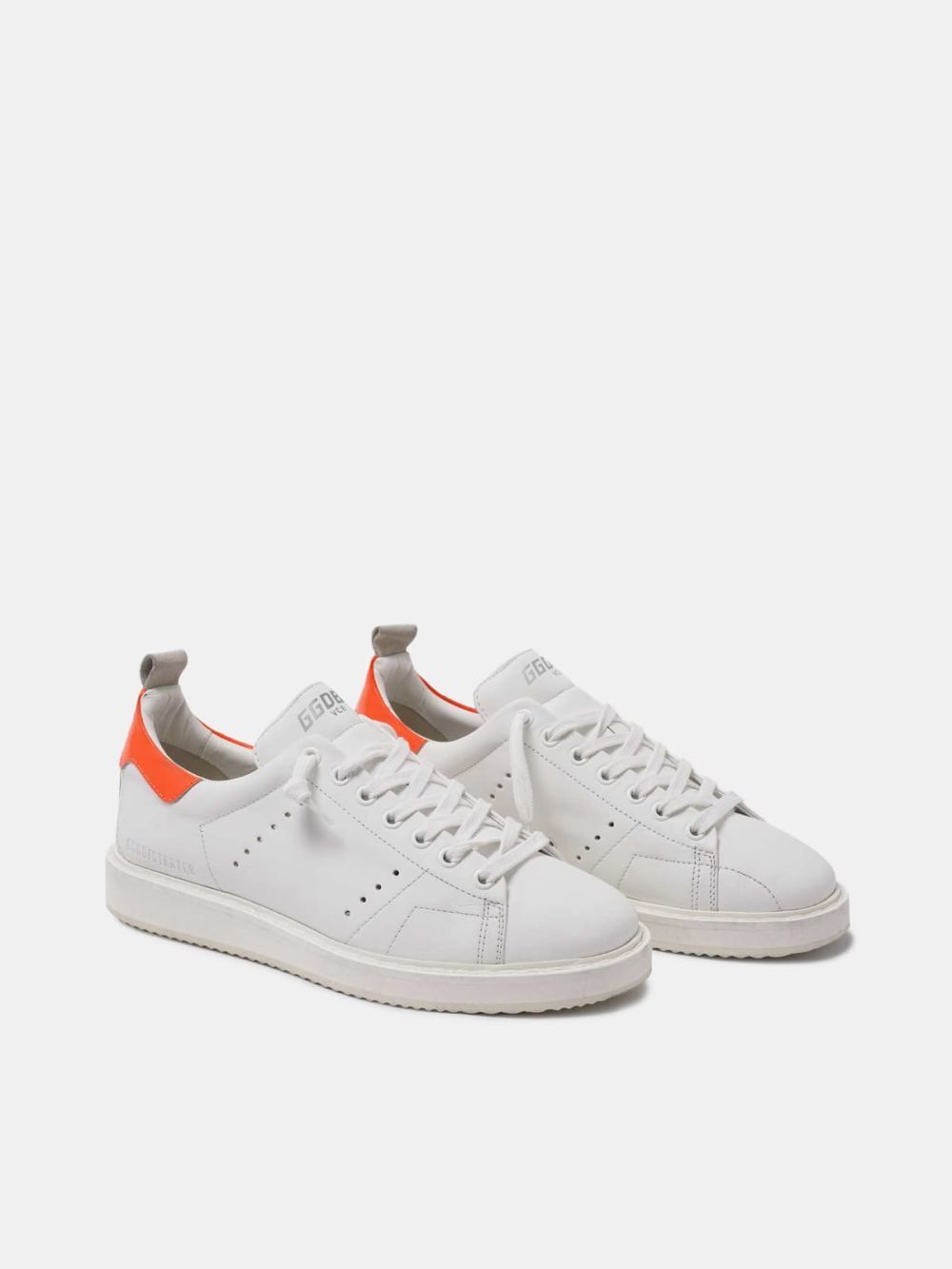 Golden Goose Starter White Leather Fluorescent Orange Heel - immagine 4