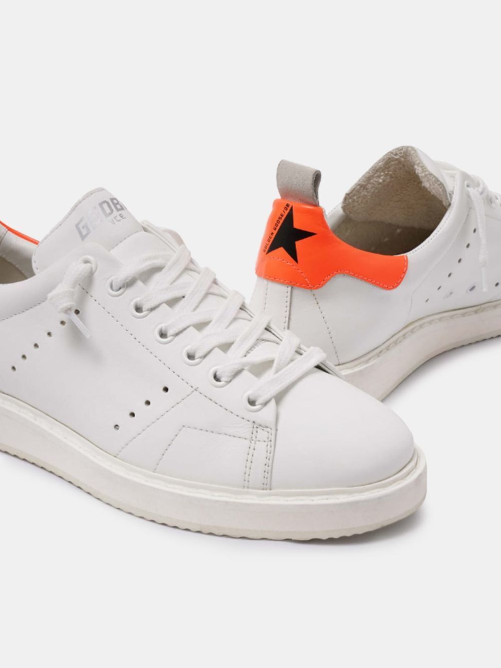 Golden Goose Starter White Leather Fluorescent Orange Heel - immagine 5