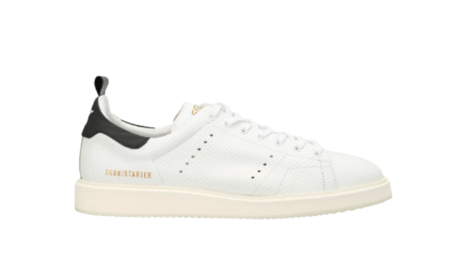Golden Goose Starter White Perforated Leather Black Heel
