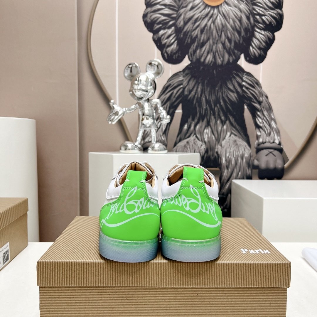 Christian Louboutin Louis Junior Spikes White & Neon Green - immagine 7