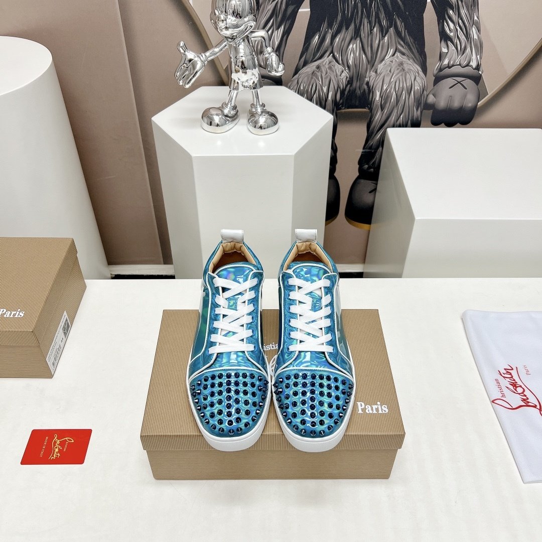 Christian Louboutin Fun Louis Junior Blue Iridescent Leather - immagine 2