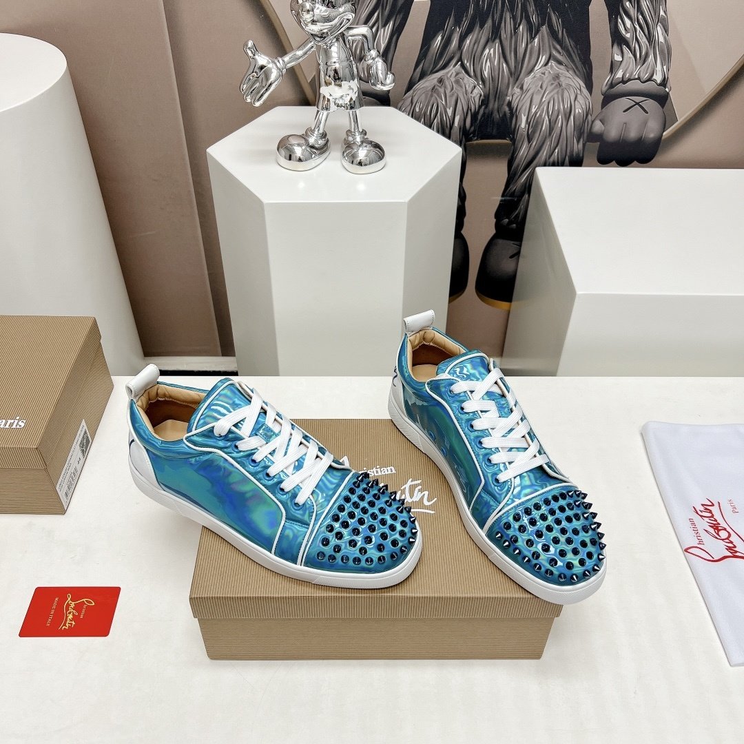 Christian Louboutin Fun Louis Junior Blue Iridescent Leather - immagine 3