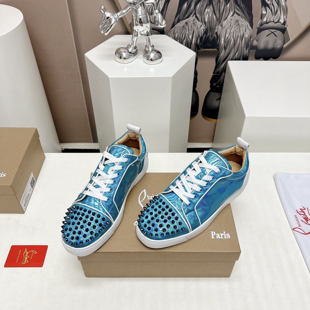 Christian Louboutin Fun Louis Junior Blue Iridescent Leather - immagine 4