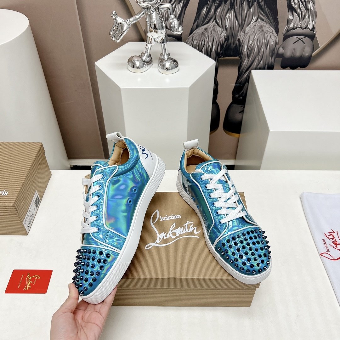 Christian Louboutin Fun Louis Junior Blue Iridescent Leather - immagine 5