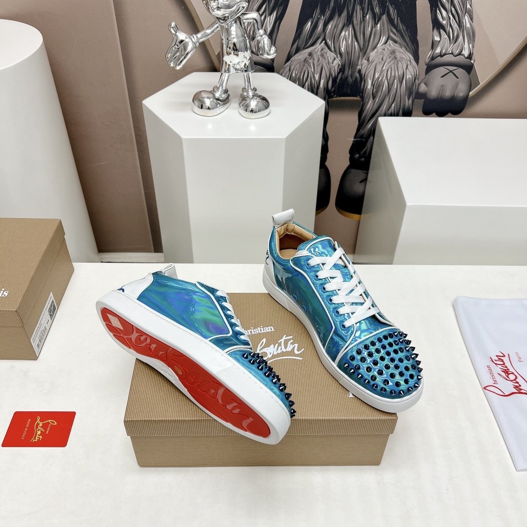 Christian Louboutin Fun Louis Junior Blue Iridescent Leather - immagine 6