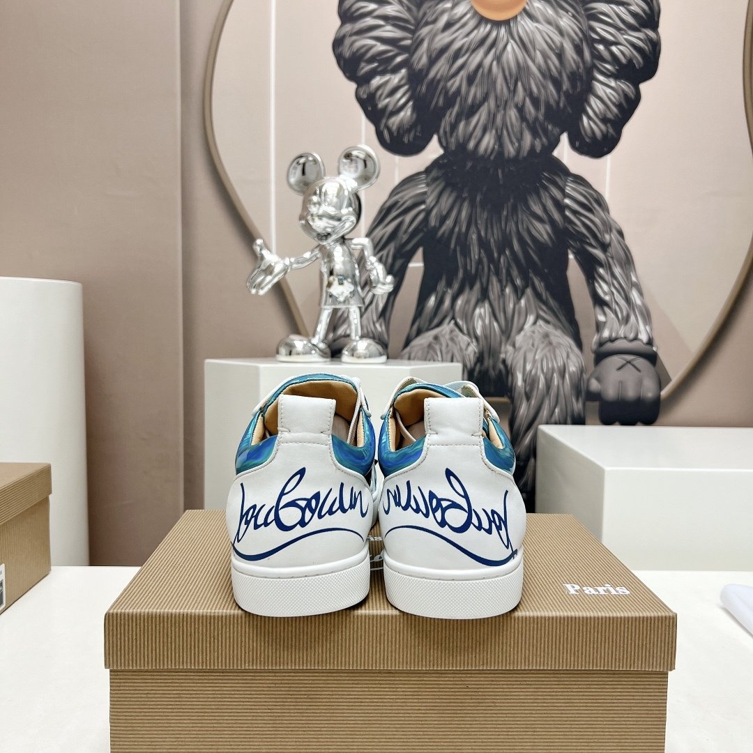 Christian Louboutin Fun Louis Junior Blue Iridescent Leather - immagine 7