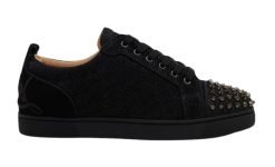 Christian Louboutin Fun Louis Junior Spikes Flat Black Valvet