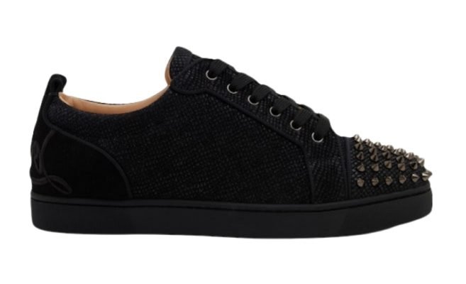 Christian Louboutin Fun Louis Junior Spikes Flat Black Valvet
