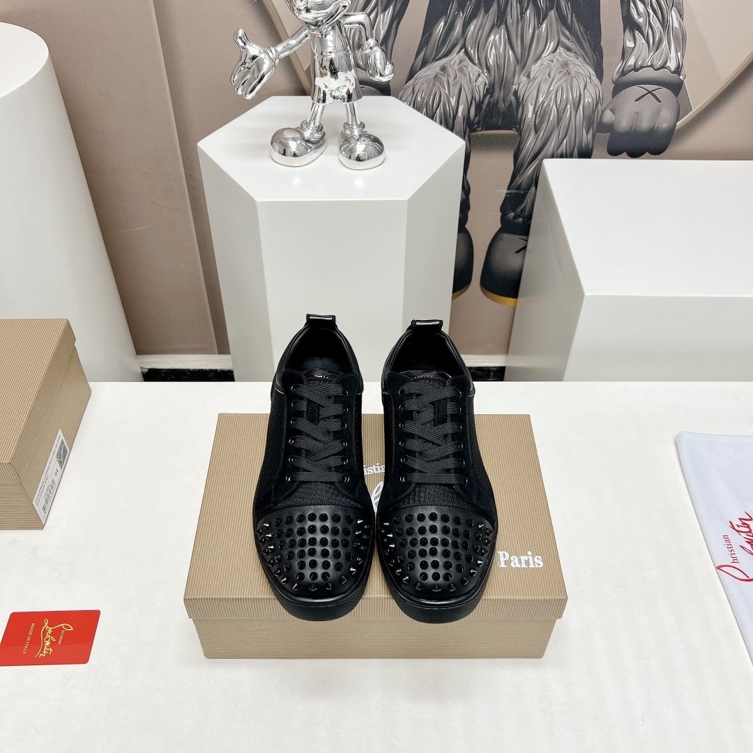 Christian Louboutin Louis Junior Spikes Orlato Flat Black - immagine 2