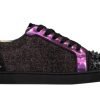 Christian Louboutin Seavaste 2 Orlato Flat Black Purple Glitter