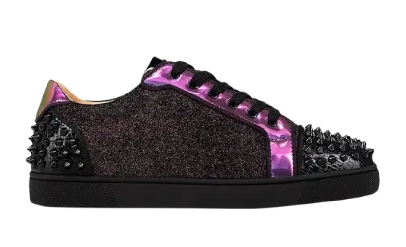 Christian Louboutin Seavaste 2 Orlato Flat Black Purple Glitter