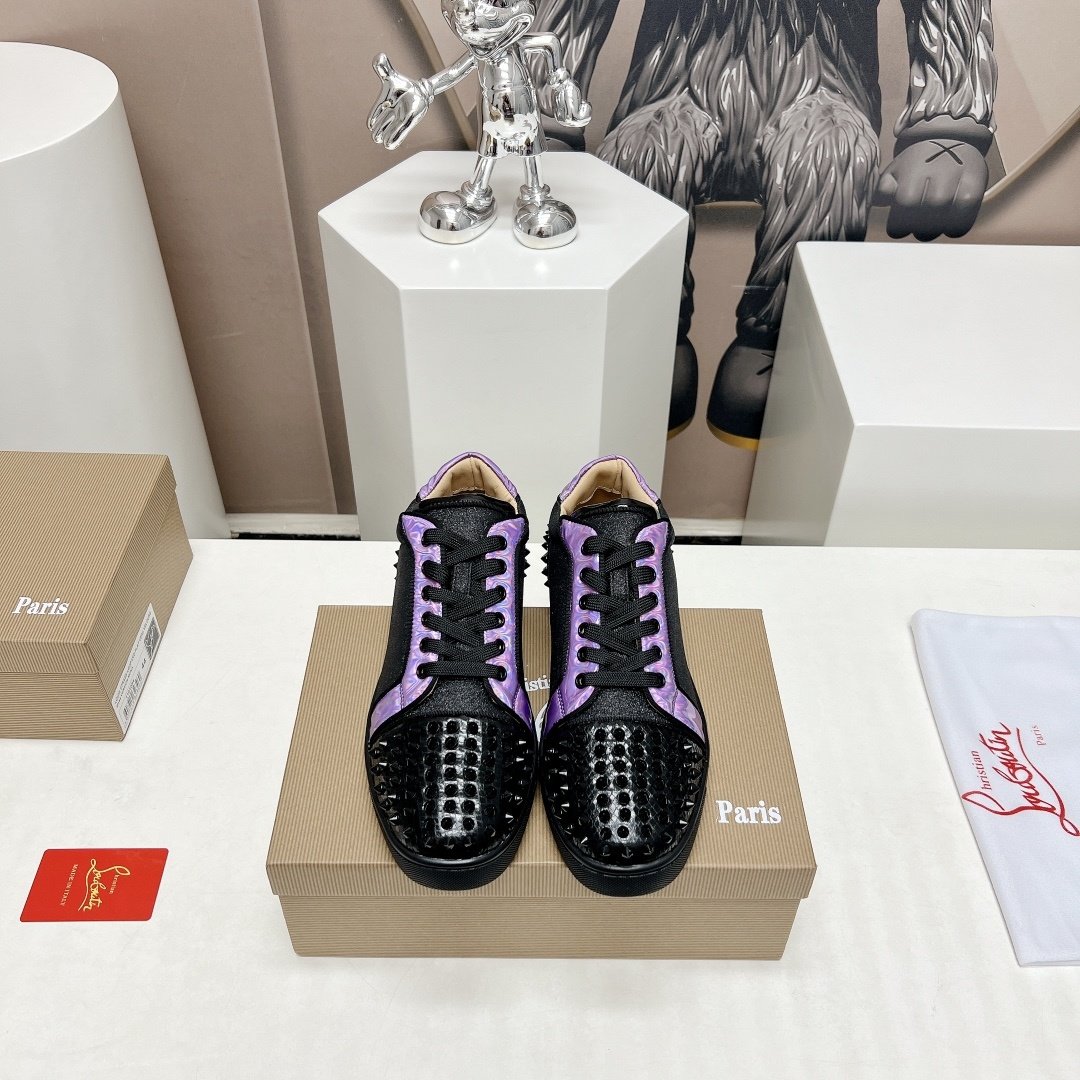 Christian Louboutin Seavaste 2 Orlato Flat Black Purple Glitter - immagine 2