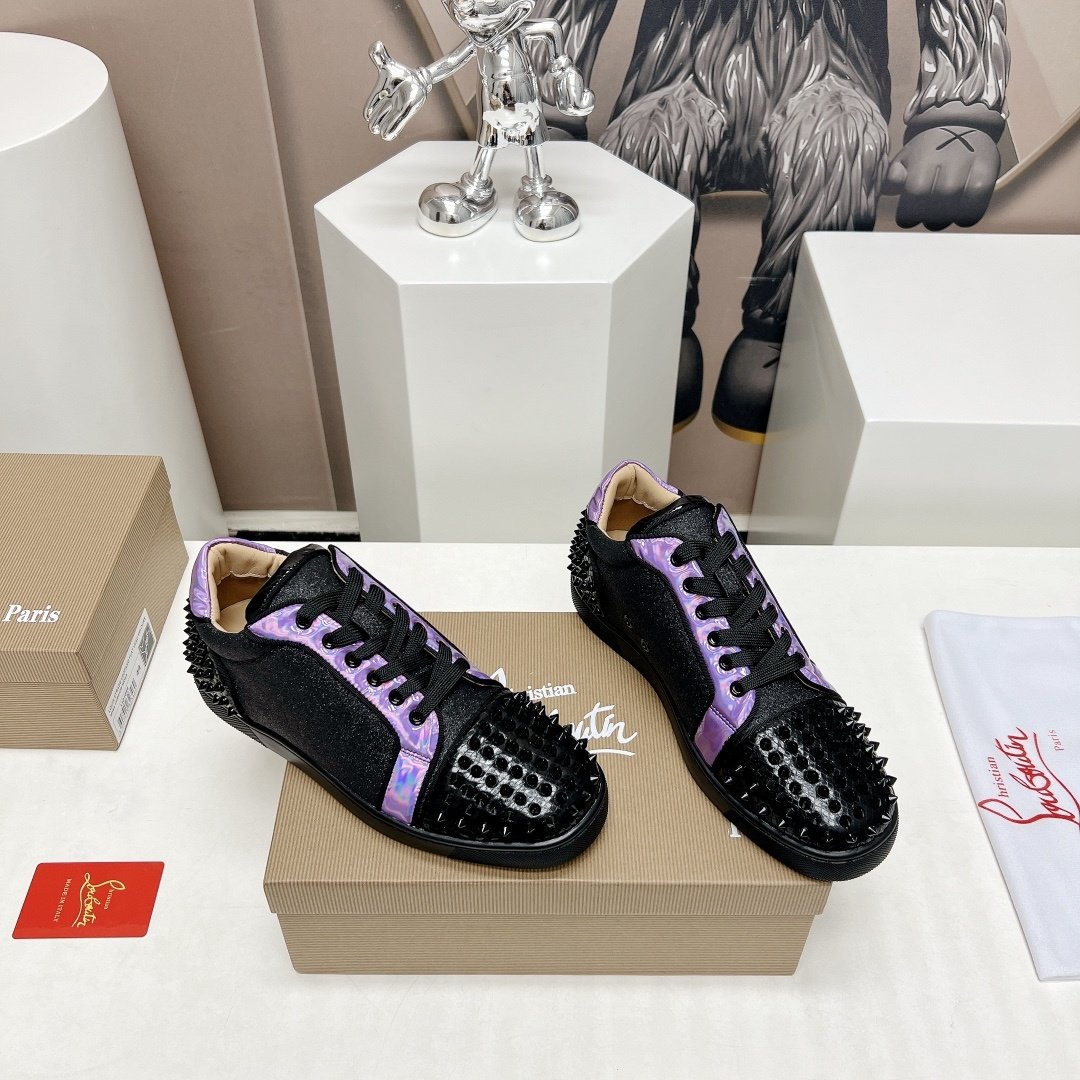 Christian Louboutin Seavaste 2 Orlato Flat Black Purple Glitter - immagine 3