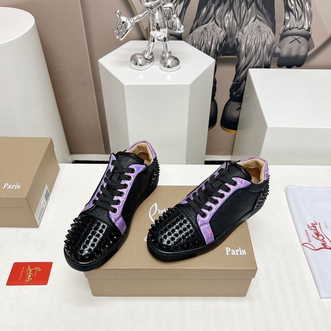 Christian Louboutin Seavaste 2 Orlato Flat Black Purple Glitter - immagine 4