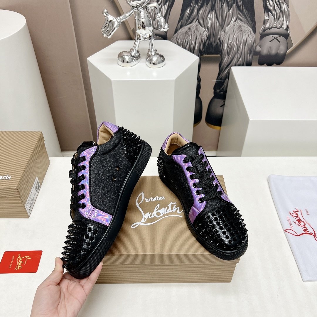 Christian Louboutin Seavaste 2 Orlato Flat Black Purple Glitter - immagine 5