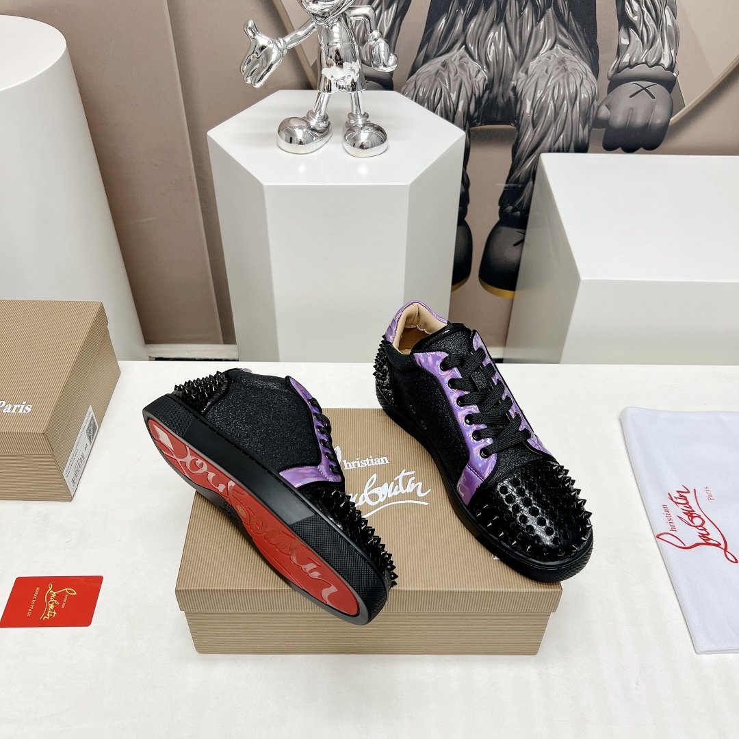 Christian Louboutin Seavaste 2 Orlato Flat Black Purple Glitter - immagine 6