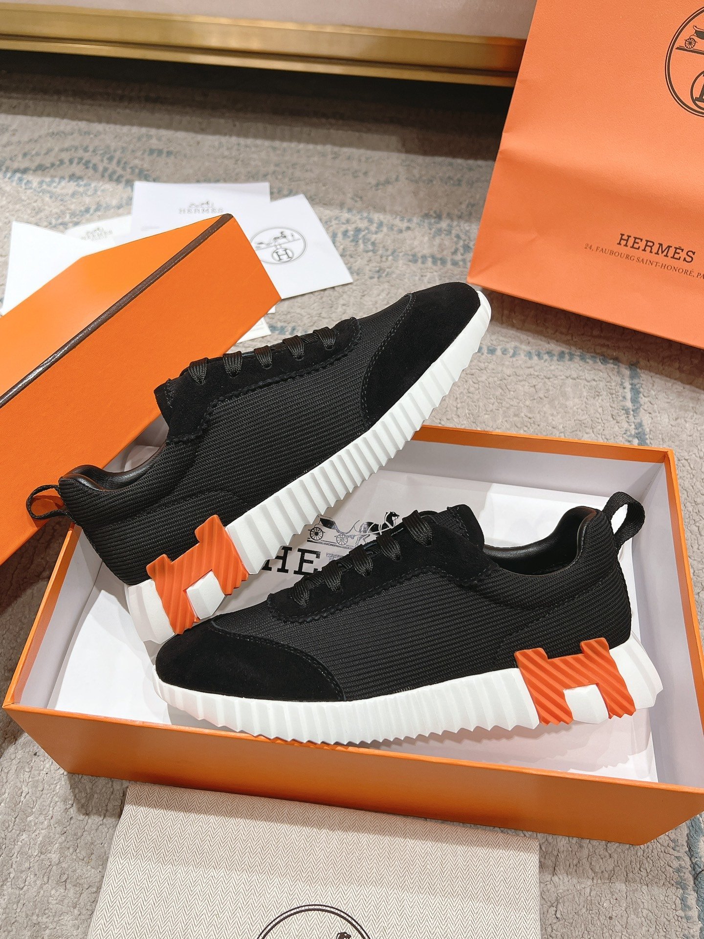 Hermes Bouncing Sneaker Black Orange - immagine 3