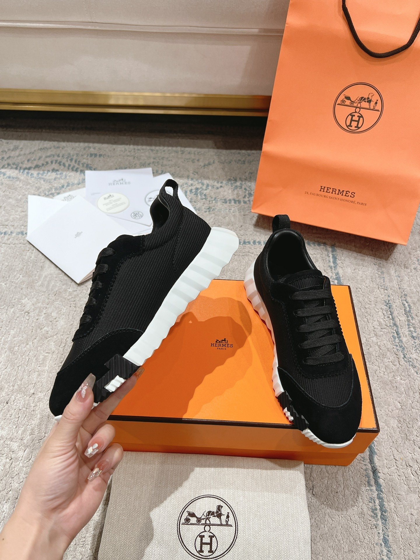 Hermes Bouncing Sneaker Black Orange - immagine 4