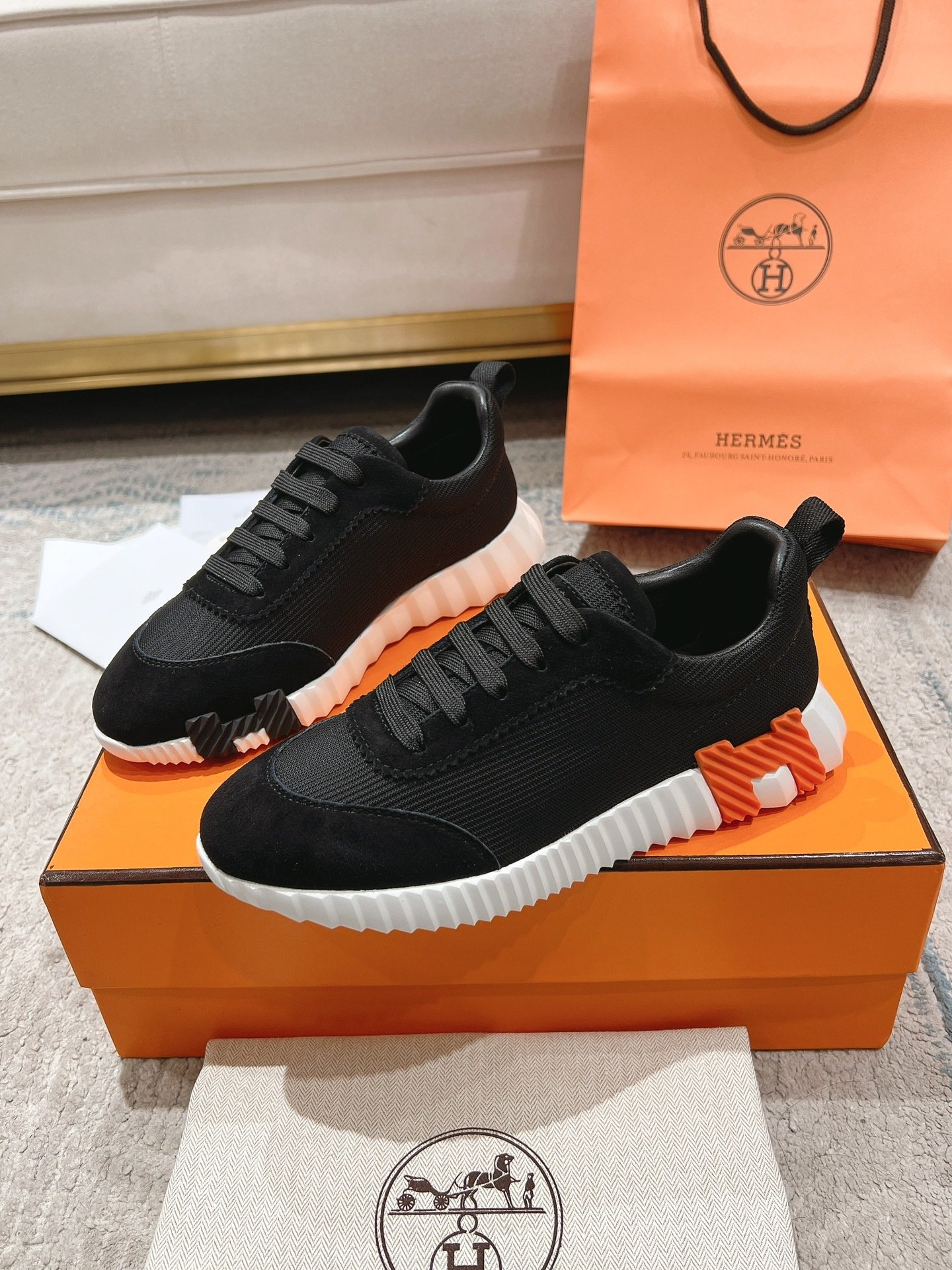 Hermes Bouncing Sneaker Black Orange - immagine 6
